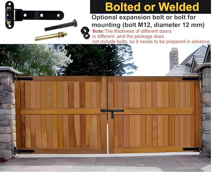 13" Heavy Duty Strap Gate Hinges,900LBS Load Capacity,Thickened Solid Steel | 2Pcs Built-in Ball Bearing T Hinge for 180°or90°Smooth Swing,Bolt or Weld-On Wooden/Metal,Garden Fence Shed Barn Gate(Patent) - size: Large-R
