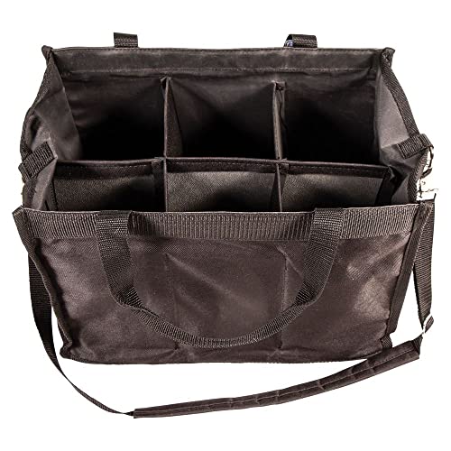 Dura-Tech 6 Square Grooming Tote | 600D Poly Fabric | 6 PVC Divided Pockets | Easy Carry with Adjustable Strap