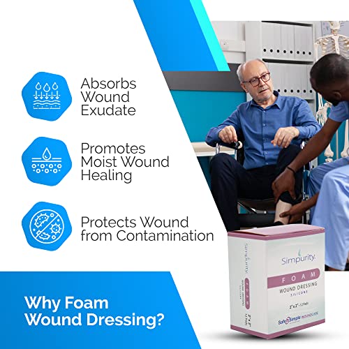 Safe n' Simple Medical Dressing for Wounds - 12 Pack Thick Pads 2" x 2" - Highly Absorbent Non-Adherent Foam Padding