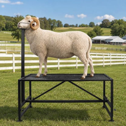 Farm Adjustable Sheep Goat Fitting Stand 47" x 23" Heavy Duty Steel Livestock Care Table for Shearing Trimming Milking