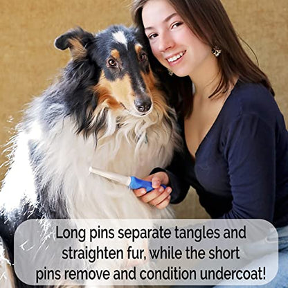 Detangling Dog Comb with Long & Short Stainless Steel Metal Teeth - Dogs, Cats & Small Animals for Removing Matted Fur, Knots & Tangles - style: 37 Pin Comb L/S