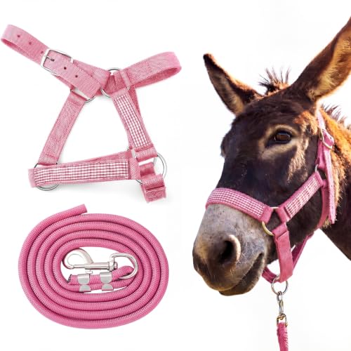 1 Set Mini Donkey Halter with Lead Rope Adjust, Pink - color: Pink