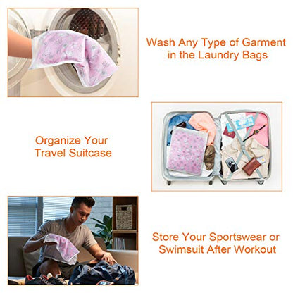 Fine Mesh Laundry Bags for Delicates, 3 Pack (2L+1M) Reusable Wash Bags with Sturdy Zippers, Durable Net Washing Bags for Lingerie, Bra, Sock, Underwear, Baby Clothes, Travel Organizer - size: set of 3 (2*L+1*M)