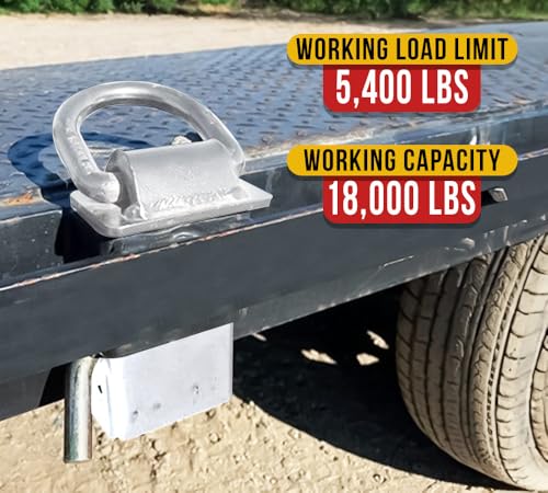 Mytee Products 4 Pack 5/8 Inch Stake Pocket D Rings, 18000 lbs | Zinc Coated Heavy Duty Adjustable Trailer Stake Pocket Tie Down Utility for Flatbed Trucks & Trailer w/Hitch Pin, 4 Holes - color: Silver, size: 4 - Pack