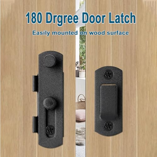 Acrux7 8 Pack Barn Door Latch Lock 2.75”x2” Black Stainless Steel Flip Door Latches Hardware Sliding Cabinet Barn Door Latch Antique Lock Gate Latches Wine Cabinet Closet Door Latches (Matte Black)