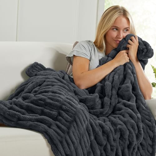 Springtree Home Luxury Micro Plush Throw Blanket | Thick Faux Fur | Black | Lily Collection | 50" x 60" | Black Blanket | Ultra Plush - color: Caviar, size: 50" x 60" (Medium)