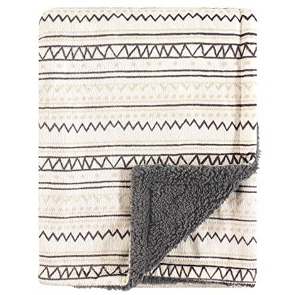 Hudson Baby Unisex Baby Plush Mink and Sherpa Blanket, Aztec, One Size - color: Aztec, size: One Size