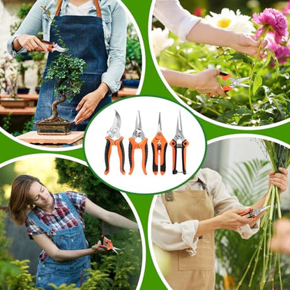 EWPJDK 4 Pack Garden Pruning Shears Scissors Clippers Stainless Steel - color: Orange