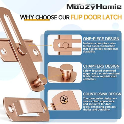 4 Inch Flip Latch Gate Latches, 180 Degree Flip Barn Door Lock Latch, Heavy Duty SUS304 Stainless Steel Flip Sliding Latch, Bolt Buckle Lock for Barn Wood Sliding Doors, Red Bronze, 2 Pack - color: Red Bronze