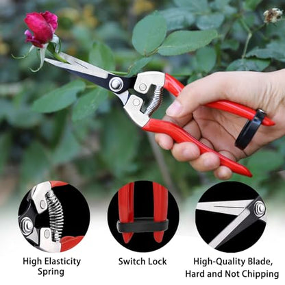 Kynup 3Pack Pruning Shears, Garden Shears, Pruning Shears for Gardening, Gardening Shears Scissors Clippers, Garden Tools Set with Gloves, Stainless Steel, Soft Grip Handle - style: Classic