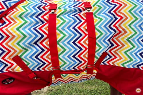 HILASON 1200D Winter Waterproof Poly Horse Hood Turnout Neck Blanket Belly Wrap Rainbow Zigzag | Blankets for Horses