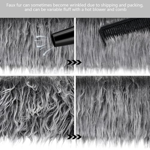 Tatuo 4 X 60 Inch Black Gray Fake Fur Fabric for Crafts Sewing DIY - color: Black Gray, size: 4 x 60 Inch