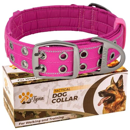 ADITYNA Heavy Duty Magenta Dog Collar for Medium Dogs with Traffic Handle - color: Magenta, size: Medium: Fit 15-19" Neck