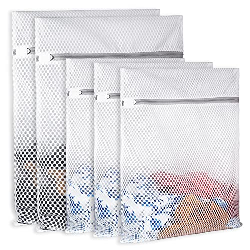 SUERIV Extra Large Honeycomb Mesh Laundry Bag125gsm Net Fabric Durable and Reusable Delicate Wash Bag,Travel Organization Bag for Lingerie,Clothes,Jeans,Bath Towel,Sock (2Large, 3Medium) - size: Set of 5 (2 Large + 3 Medium)