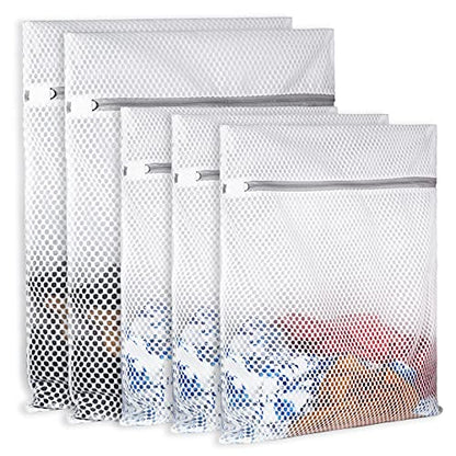 SUERIV Extra Large Honeycomb Mesh Laundry Bag125gsm Net Fabric Durable and Reusable Delicate Wash Bag,Travel Organization Bag for Lingerie,Clothes,Jeans,Bath Towel,Sock (2Large, 3Medium) - size: Set of 5 (2 Large + 3 Medium)