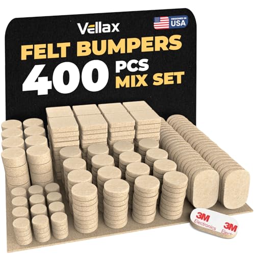 Vellax 400 Felt Furniture Pads for Hardwood Floors, Beige, Self-Adhesive - size: 400 Pcs - 0.40" x 0.10"