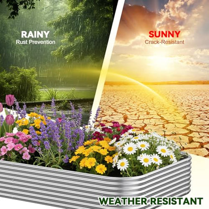 3 Pack Corrugated Galvanized Steel Raised Garden Bed Outdoor, Metal Above Ground Garden Bed for Vegetables and Flowers, Raised Beds for Gardening-3x2FT - size: 3x2FT