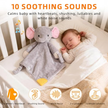 BEREST Baby Sound Sleep Soother- White Noise and Lullaby Infant Sleeping Aid with Cry Sensor at Nap Time Routine, Awesome Babies Gift Portable Plush Toddler Snuggle Toy, Infant Blanket (Grey) - color: Grey