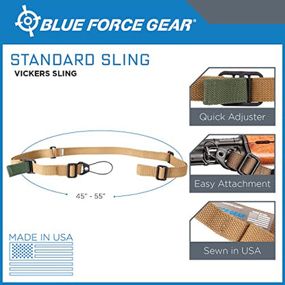 Blue Force Gear Standard Carry Sling, 2-Point Adjustable Sling, 44–55 Inch