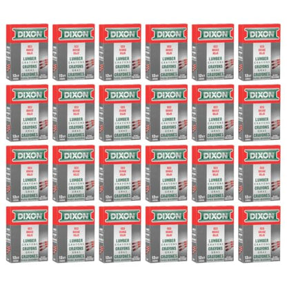 Dixon Industrial Lumber Marking Crayons, Red, 12 Crayons/Box, 24 Boxes | Use on Wet (Green) Lumber, Dry Wood, Metal, and Concrete, Fade-, Water-, and Smear-Proof, 4.5" x 0.5", Hex Shape, #52012 - color: Red, 24 Packs