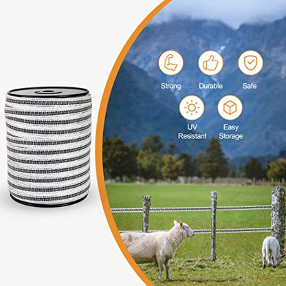 Reflective Electric Fence Poly Tape 3/5" 656ft 4 SS Wires Horse