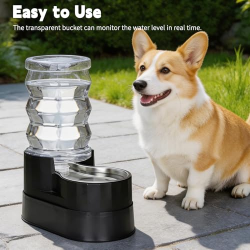RIZZARI 7L Raised Dog Water Dispenser: Stable Base Design - color: Classic Black, size: 7L