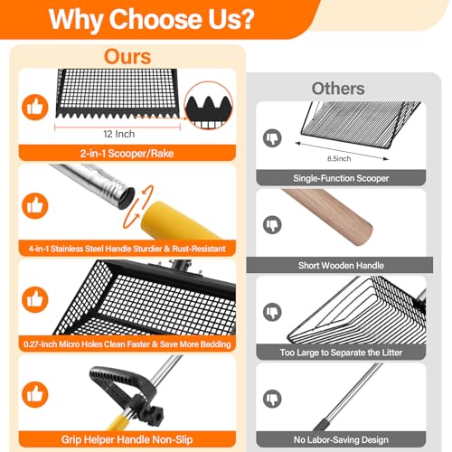 AsFrost 2-in-1 Chicken Poop Scooper & Rake for Chicken Coop