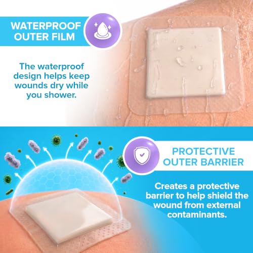 10Pcs Silicone Foam Dressing | 7x7 Bed Sore Bandages | Wound Care FSA&HSA - size: 7x7 10ct