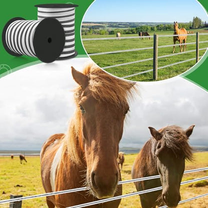 2 Pcs Electric Fence Tape Polytape, 500 Feet X 2 Inch,Black - color: Black