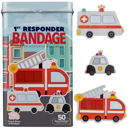 BioSwiss Bandages, First Responders Shaped Self Adhesive Bandage Set, Latex Free, Sterile Wound Care, 50 Count - color: First Responders, size: 50-Count Tin