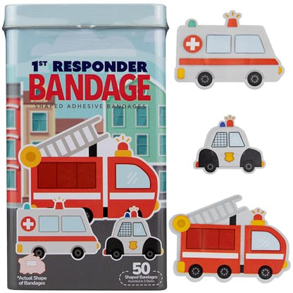 BioSwiss Bandages, First Responders Shaped Self Adhesive Bandage Set, Latex Free, Sterile Wound Care, 50 Count - color: First Responders, size: 50-Count Tin