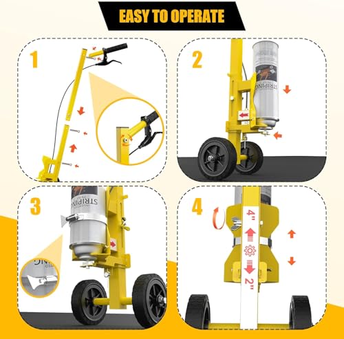 Striping Line Painting Wand, Industrial Two-Wheel Striping Spray Paint Wand for Line Paint Stripe Ground, Compatible with Inverted Striping Paint, Yellow(T-Tip Nozzle)