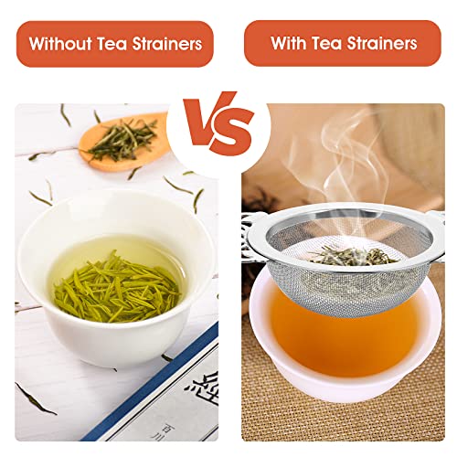 2 Pack Small Fine Mesh Tea Strainers with Bowl, Stainless Steel Loose Tea Infusers Strainers 7 cm Diameter Tea Filter with Double Wing Extender Ideal for Loose Tea Juice Coffee Filter