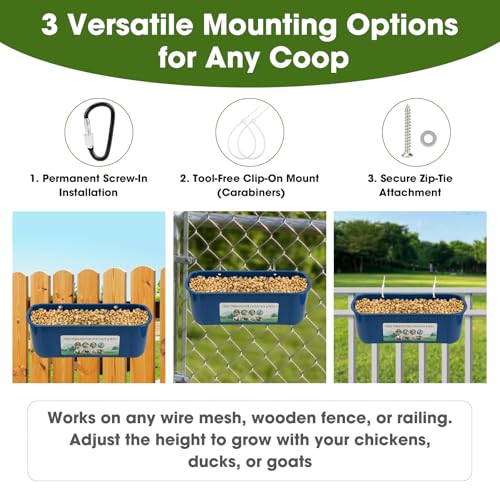 3 Pack 6 Quart Chicken Duck Feeder Trough, Blue - color: blue