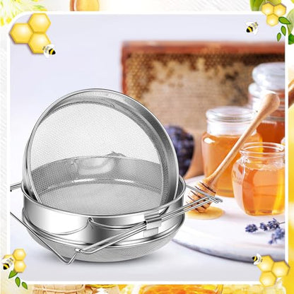 Nuogo 2 Set Honey Strainer for 5 Gallon Bucket Stainless Steel Honey Filter Double Sieve Strainer Bee Keeping Equipment Filter Bee Keeping Extract Tools