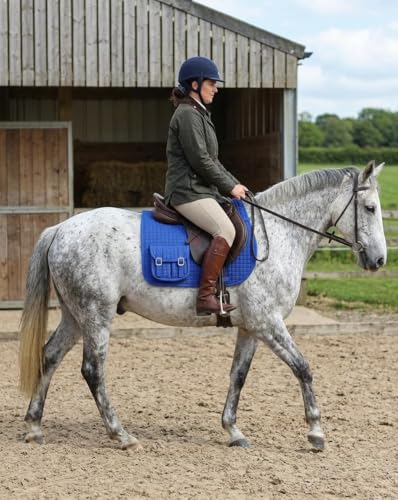CHALLENGER Horse English Quilted All-Purpose Fleece Padded Saddle Pad w/Pockets Blue 7289