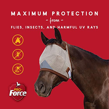 Pro-Force Horse Fly Mask with UV Protection, Without Ears - size: 7.5 x 2.75 x 7 inches, style: Without Ears