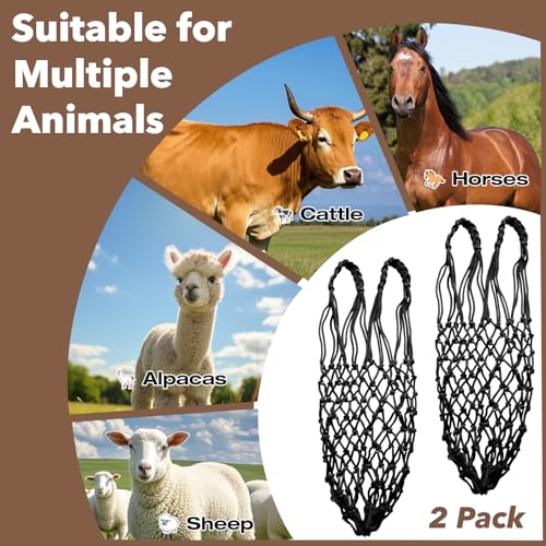 2 PCS Hay Net for Horses, 40" Slow Feed Hay Bag