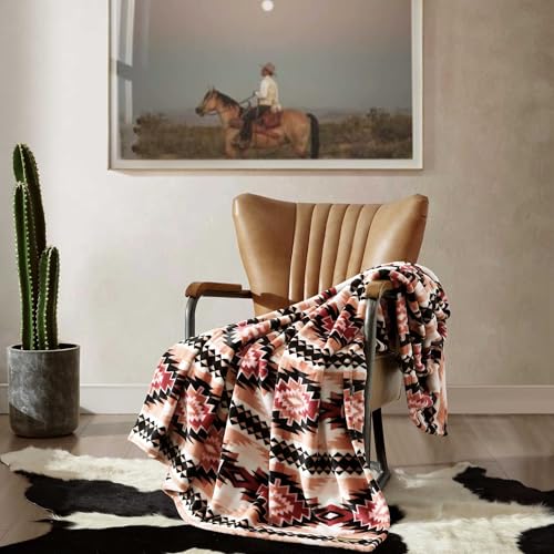 Wrangler - Soft Plush Throw Blanket for Bed & Couch, 50x70 - color: Plains Creek Pink, size: 50" x 70"