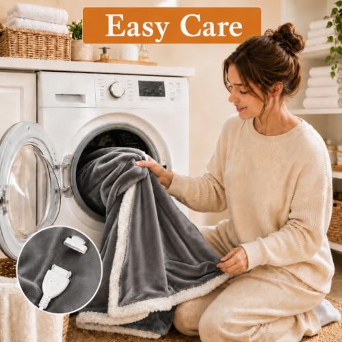 Electric Heated Blanket 72"×84", 4 Heating Levels & 10H Auto-Off | Full Size Light Gray, Sherpa & Soft Microplush, Quick Heating, Machine Washable, for Couch, Bed & Office, Parents' Gifts - color: 02-light Gray, size: Full Size ( 72"x84" )
