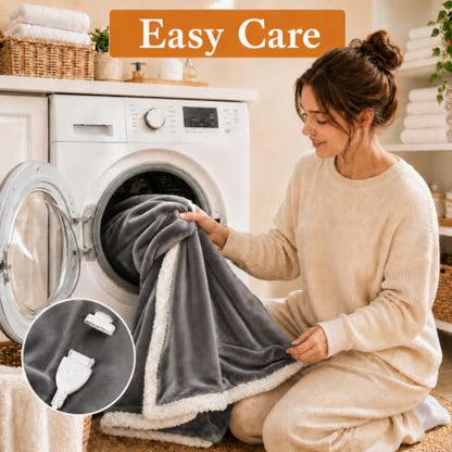 Electric Heated Blanket 72"×84", 4 Heating Levels & 10H Auto-Off | Full Size Light Gray, Sherpa & Soft Microplush, Quick Heating, Machine Washable, for Couch, Bed & Office, Parents' Gifts - color: 02-light Gray, size: Full Size ( 72"x84" )