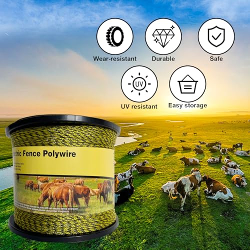 Portable Electric Fence Polywire 5050ft 1540m 6 Steel Strands - size: 5050Ft/1540M
