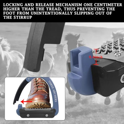 THREE ARCHERS Safety Stirrups Side Opening Design for English Saddle - color: blue