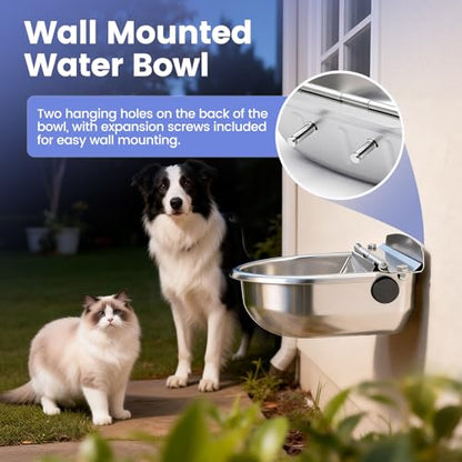 Automatic Dog Water Bowl Dispenser Outdoor, Wall Mountable