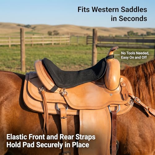 Western Saddle Seat Saver Cushion Pad for Horses, Breathable Shock Absorbing Saddle Seat Cushion with Adjustable Straps, Moisture Wicking Western Saddle Cover for Trail Riding & Endurance Riding