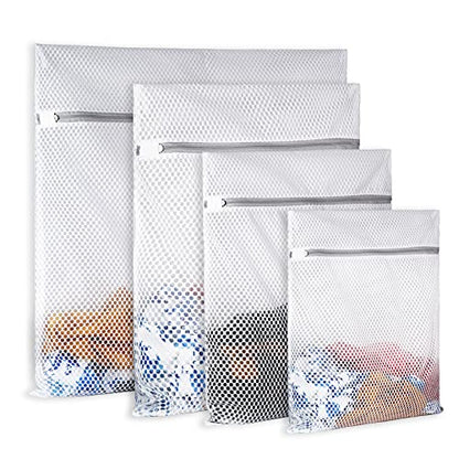 4Pcs Durable Honeycomb Mesh Laundry Bags for Delicates Reusable Wash Bag(1XX-Large 24 x 24 Inches,1X-Large 20 x 24 Inches,1 Large 16 x 20 Inches, 1 Medium 12 x 16 Inches) - size: Set of 4(1XXL+1XL+1L+1M)