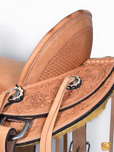 HILASON Western Horse Wade Saddle American Leather Ranch Roping Tan | Hand Tooled & for Horses