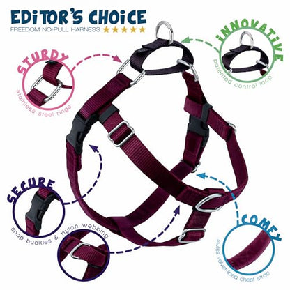 2 Hounds Design Freedom No Pull Dog Harness and Leash, 1" XXL, Burgundy - color: Burgundy, size: XXL (Chest 38" - 44")