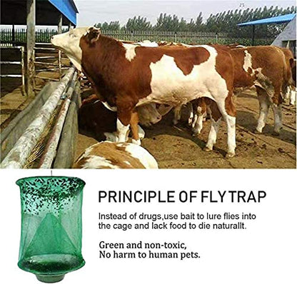 Ranch Fly Trap Outdoor Hanging Reusable with Fishing Apparatus | Food Bait Tray Catcher Cage for Indoor or Outdoor Family Farms, Park (10 Pack) - style: 10 pack