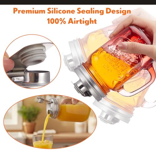 Baderke 4 Pcs 2.76 Inch Stainless Steel Mason Jar Drinking Lids with Spout - color: Pouring Spout, size: 2.76 Inch
